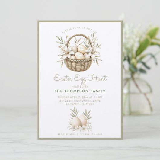 Neutrale Easter Egg Hunt uitnodiging (Staand voorkant)