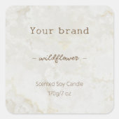 Neutrale Eenvoudige Marble Beige Candle Productlab Vierkante Sticker (Voorkant)