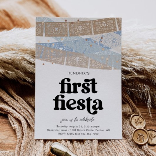 Neutrale eerste Fiesta verjaardagsuitnodiging Kaart