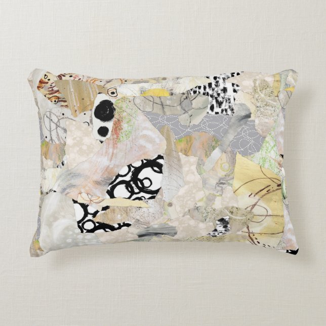 Neutrale Elegante Abstracte Collage Ontwerp Accent Kussen (Voorkant)