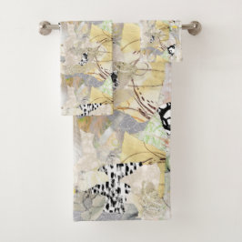 Neutrale Elegante Abstracte Collage Ontwerp Bad Handdoek