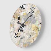 Neutrale Elegante Abstracte Collage Ontwerp Grote Klok (Hoek)