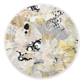 Neutrale Elegante Abstracte Collage Ontwerp Keramische Knop (Voorkant)