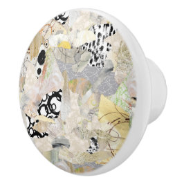 Neutrale Elegante Abstracte Collage Ontwerp Keramische Knop