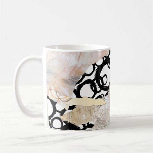 Neutrale Elegante Abstracte Collage Ontwerp Koffiemok (Links)