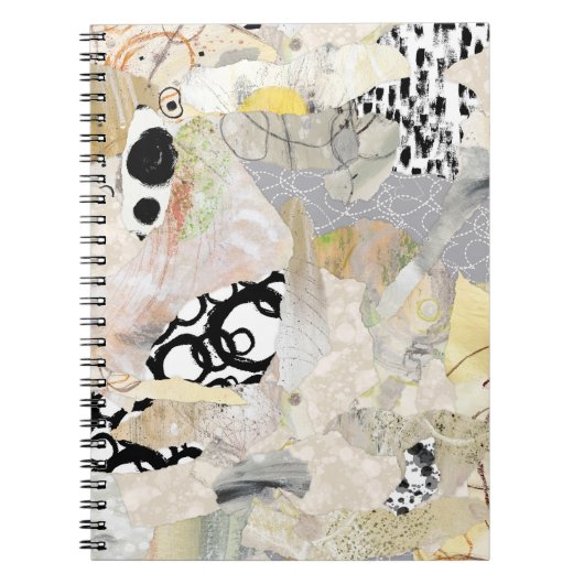 Neutrale Elegante Abstracte Collage Ontwerp Notitieboek (Voorkant)