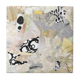 Neutrale Elegante Abstracte Collage Ontwerp Tegeltje