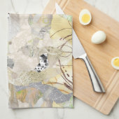 Neutrale Elegante Abstracte Collage Ontwerp Theedoek (Quarter Fold)