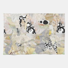 Neutrale Elegante Abstracte Collage Ontwerp Theedoek