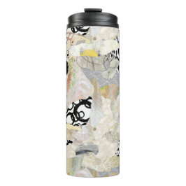 Neutrale Elegante Abstracte Collage Ontwerp Thermosbeker