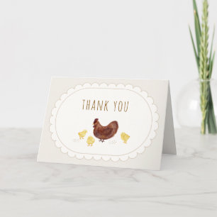 Neutrale Elegante Boho Kleine Kip Baby Shower Bedankkaart