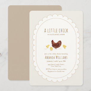 Neutrale Elegante Boho Kleine Kip Baby Shower Kaart