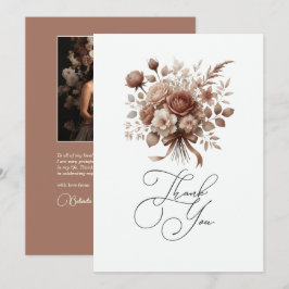 Neutrale Elegante Mocha Mousse Bloemig Bedankkaart