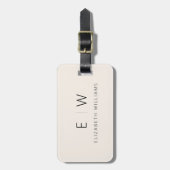 Neutrale Elegante Moderne Minimalistische Monogram Bagagelabel (Voorkant verticaal)