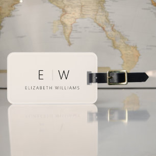 Neutrale Elegante Moderne Minimalistische Monogram Bagagelabel