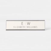 Neutrale Elegante Moderne Minimalistische Monogram Bureau Naambordje (Voorkant)