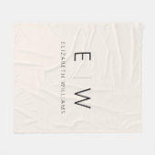 Neutrale Elegante Moderne Minimalistische Monogram Fleece Deken (Voorkant (Horizontaal))