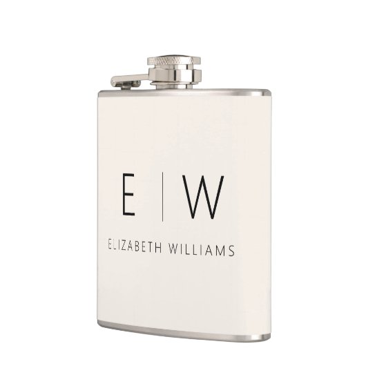 Neutrale Elegante Moderne Minimalistische Monogram Heupfles (Links)