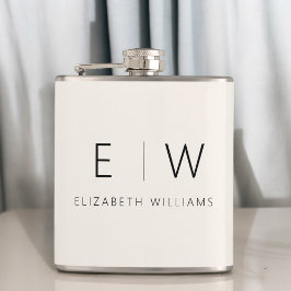 Neutrale Elegante Moderne Minimalistische Monogram Heupfles