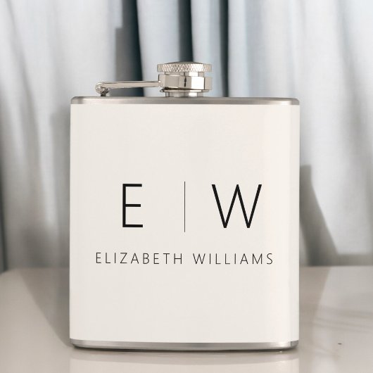 Neutrale Elegante Moderne Minimalistische Monogram Heupfles