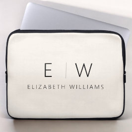 Neutrale Elegante Moderne Minimalistische Monogram Laptop Sleeve