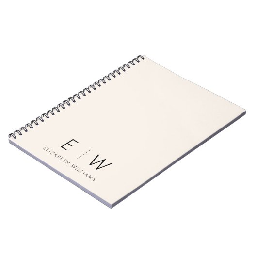 Neutrale Elegante Moderne Minimalistische Monogram Notitieboek (Linkerzijde)
