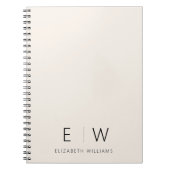 Neutrale Elegante Moderne Minimalistische Monogram Notitieboek (Voorkant)