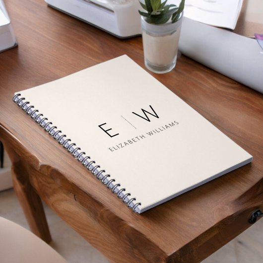 Neutrale Elegante Moderne Minimalistische Monogram Notitieboek