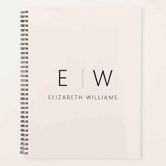 Neutrale Elegante Moderne Minimalistische Monogram Planner (Voorkant)