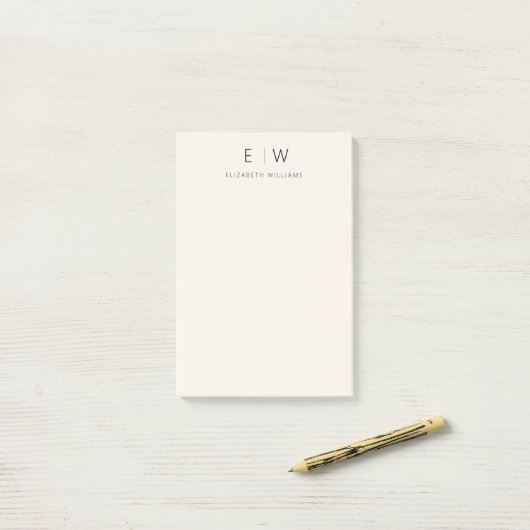 Neutrale Elegante Moderne Minimalistische Monogram Post-it® Notes (Op bureau)