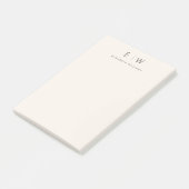 Neutrale Elegante Moderne Minimalistische Monogram Post-it® Notes (Schuin)
