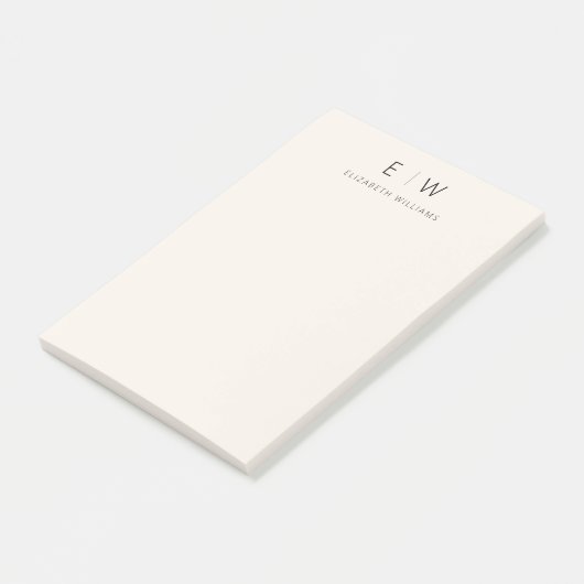 Neutrale Elegante Moderne Minimalistische Monogram Post-it® Notes (Schuin)