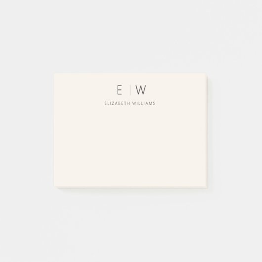 Neutrale Elegante Moderne Minimalistische Monogram Post-it® Notes (Voorkant)