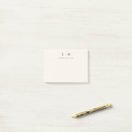 Neutrale Elegante Moderne Minimalistische Monogram Post-it® Notes (Op bureau)