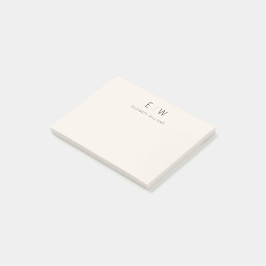 Neutrale Elegante Moderne Minimalistische Monogram Post-it® Notes (Schuin)