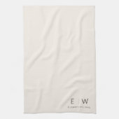 Neutrale Elegante Moderne Minimalistische Monogram Theedoek (Verticaal)