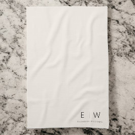 Neutrale Elegante Moderne Minimalistische Monogram Theedoek