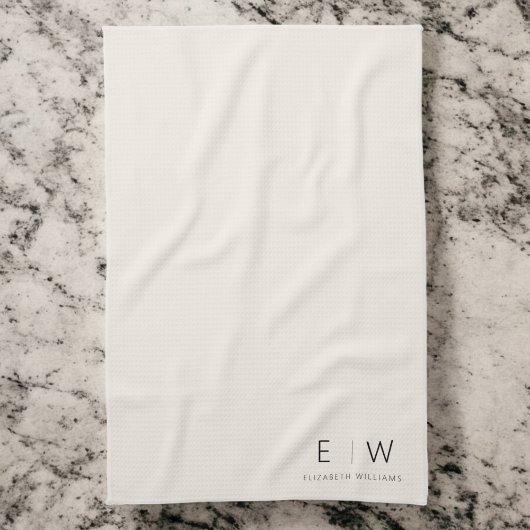 Neutrale Elegante Moderne Minimalistische Monogram Theedoek