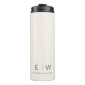 Neutrale Elegante Moderne Minimalistische Monogram Thermosbeker (Voorkant)