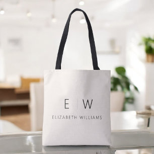 Neutrale Elegante Moderne Minimalistische Monogram Tote Bag