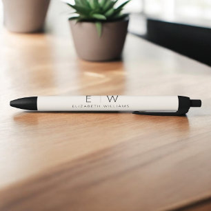 Neutrale Elegante Moderne Minimalistische Monogram Zwarte Inkt Pen