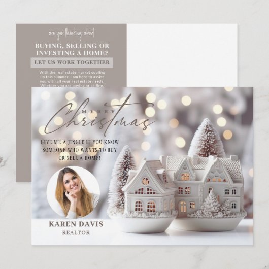 Neutrale Elegante Vrolijke Kerstmakelaar Feestdagenkaart (Voorkant / Achterkant)