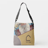 Neutrale Elegantie Logo Abstracte Mixed Media-acce Crossbody Tas (Achterkant)