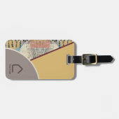 Neutrale Elegantie Logo QR Code Abstracte Accenten Bagagelabel (Voorkant horizontaal)