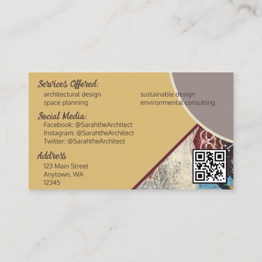 Neutrale elegantie met Abstracte QR-code voor onge Visitekaartje (Achterkant)