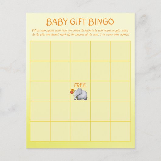 Neutrale Elephant Baby shower Baby Gift Bingo Game Flyer (Voorkant)