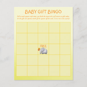 Neutrale Elephant Baby shower Baby Gift Bingo Game Flyer