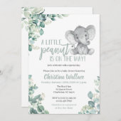 Neutrale ellephant Baby Shower Invitations Kaart (Voorkant / Achterkant)