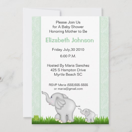 Neutrale ellephant Baby Shower Invitations Kaart (Voorkant)