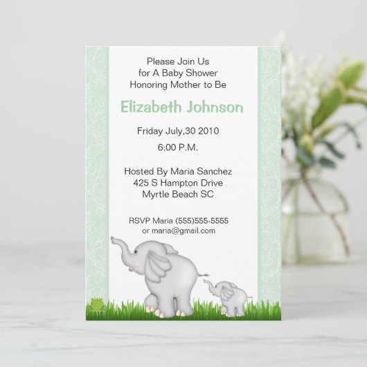 Neutrale ellephant Baby Shower Invitations Kaart (Staand voorkant)